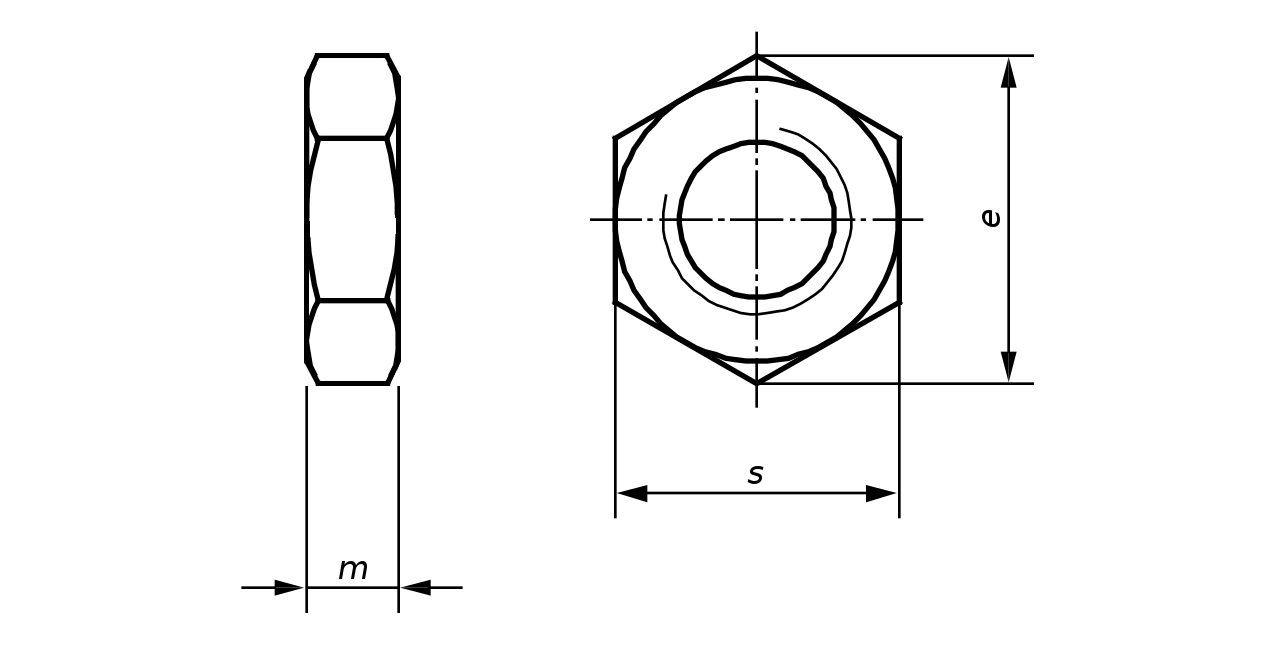 DIN 439 DIN 936 Lock Nut Hexagon Thin Nut Basic Dimensions 