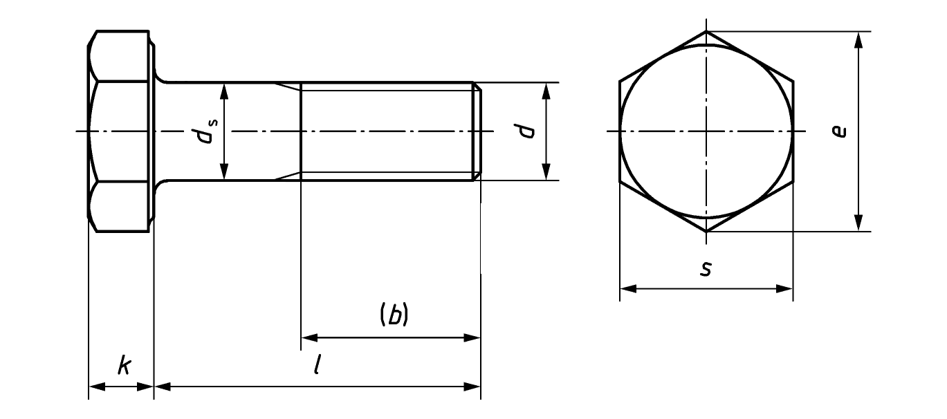 BS EN 14399-4 Basic bolt dimensions (HV Bolts)